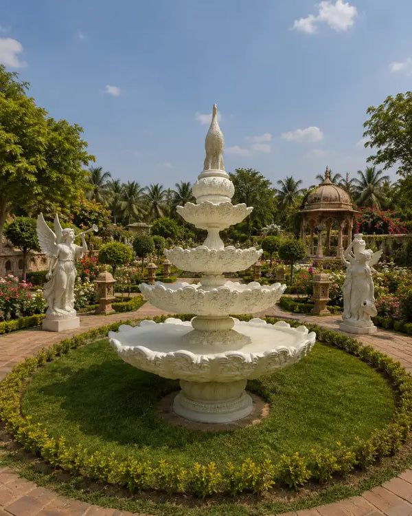Luxury 5-tier decorative garden water fountain sculpture in fiber