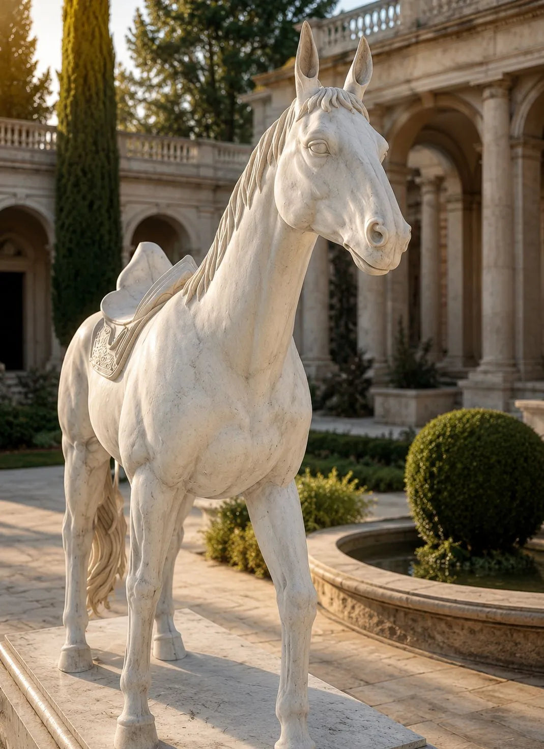 White horse statue for a palace garden
